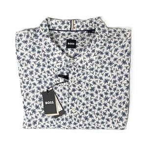 Boss Shirt Men's 5XL Big & Tall Short Sleeve Stretch Linen Shirt Blue Floral NEW